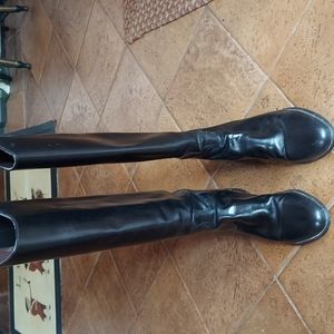 Black Riding Boots , No Name Brand, No Zippers,  Slip on, Size 10
